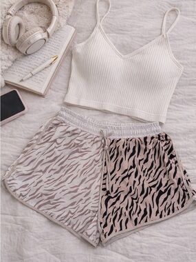 Jess Lea Pink Animal Print Lounge Shorts Large Comfy Dorm Athleisure Boutique